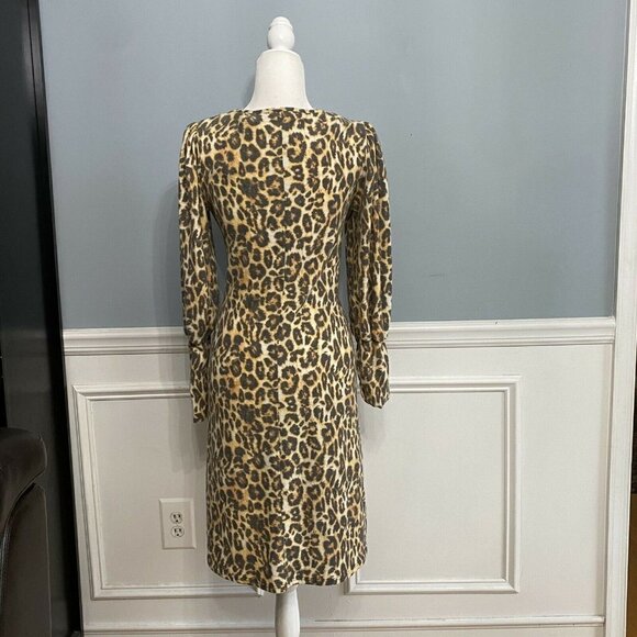 Raw Edge Leopard Print Dress Shift Size Small Tie Front - Picture 5 of 8